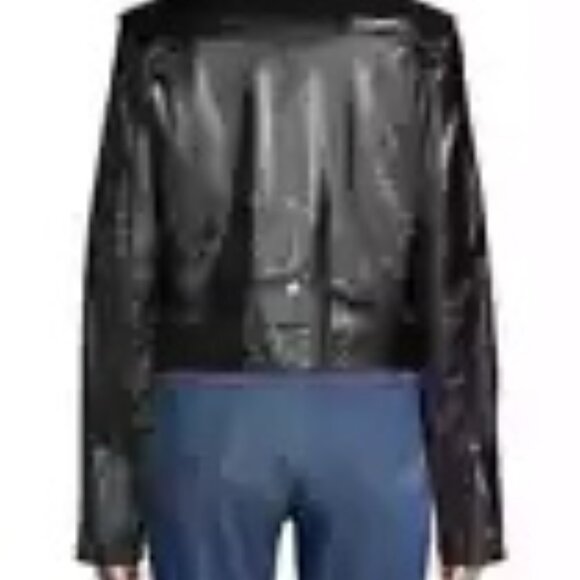 ELIE TAHARI Jacalyn Patent Leather Moto Jacket In Black - Picture 5 of 6